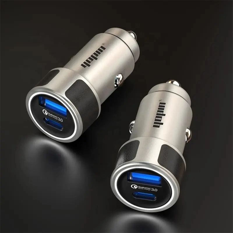 New Design Dual Port Car Charger 30W Type-C Pd Fast Charging Aluminium